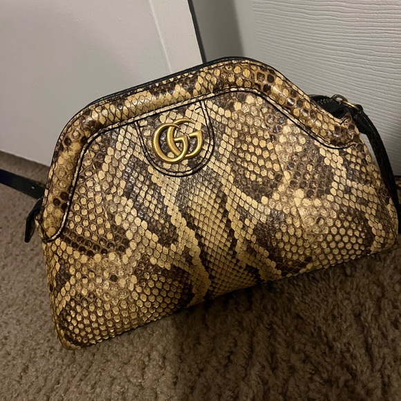 Gucci Handbags - RARE GUCCI Brown Python Print Cross Body Bag